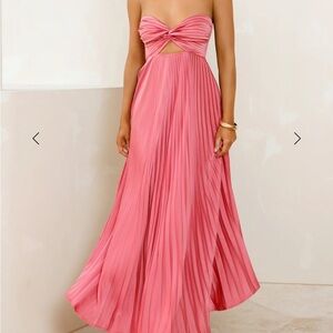 Hello Molly pleated cut out strapless dress